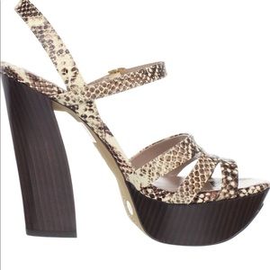 Vince Camuto platform sandals with gold hardware